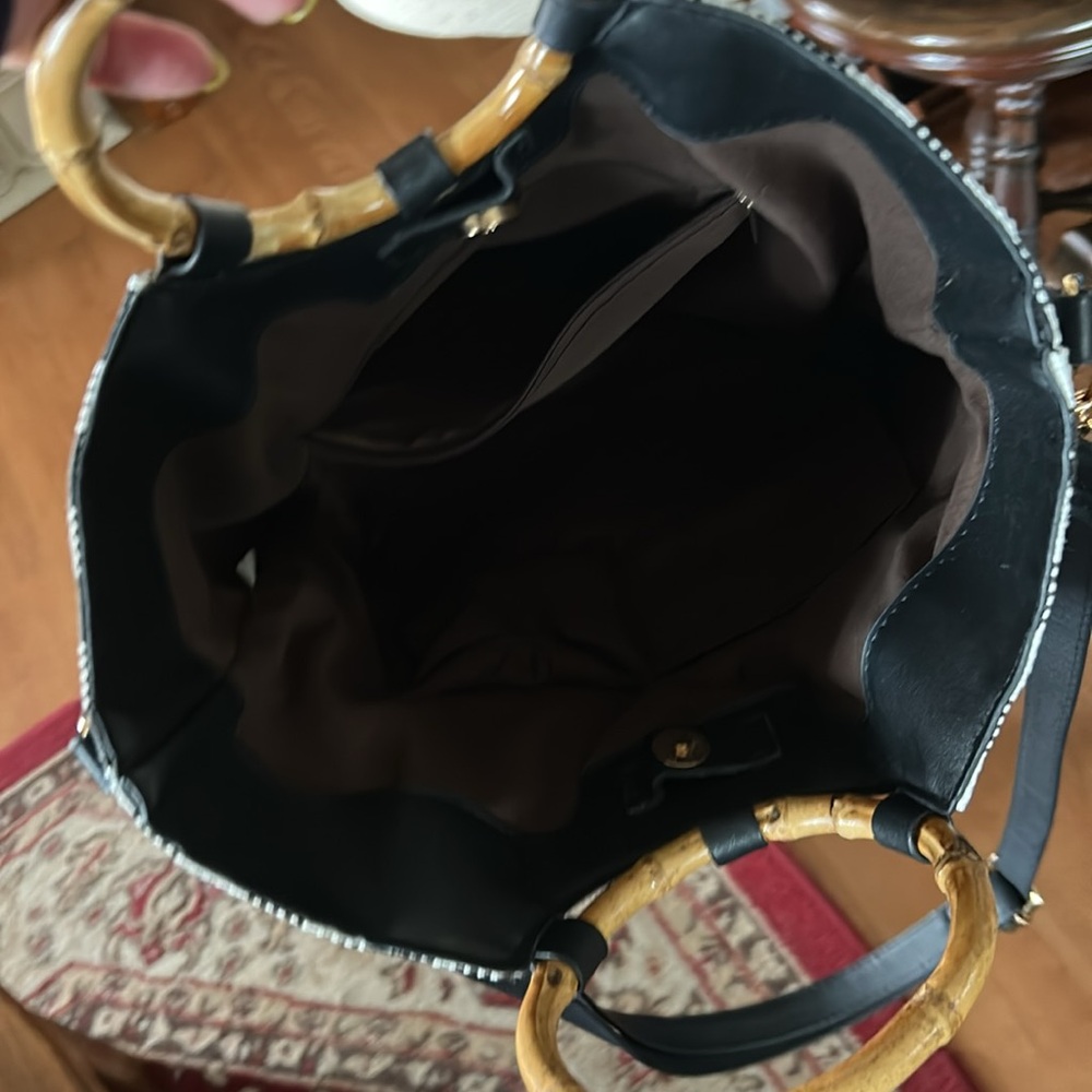 Ring Handle Black & White Check Bag - Picture 4 of 7